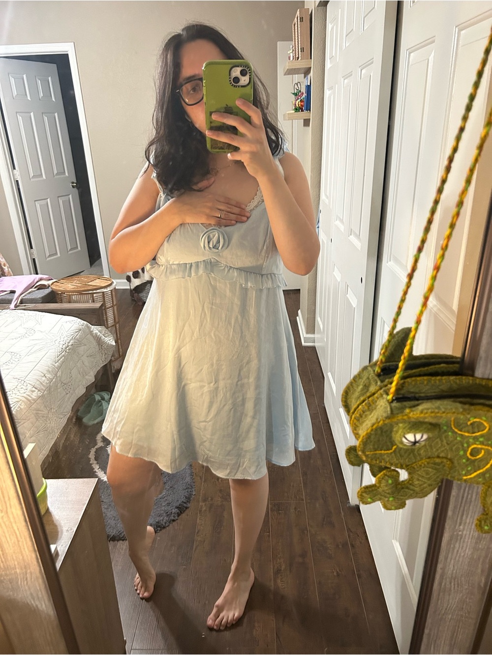 wild fable Light Blue Ruffled Strap Chemise Slip - Picture 5 of 6